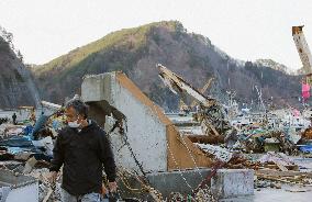 Fisherman in quake-hit Iwate Pref.