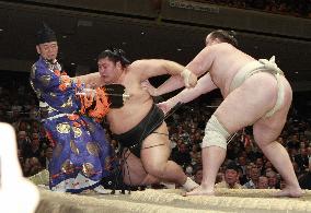 CORRECTED Sumo referee sent to hospital after being hit by wrestl