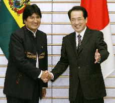 Bolivian president meets Kan