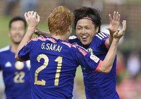 Japan's Endo celebrates goal in Asian Cup