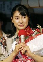 Heroine of NHK drama series "Mare" gets emotional