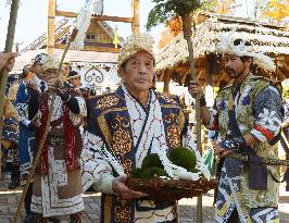 Ethnic Ainu people thank nature in ritual in northern Japan