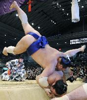 Sumo wrestler takes to the air