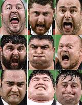 Olympic scenes: Weightlifters of over 105-kilogram class