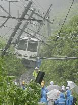 Train derailed following landslide in western Tokyo
