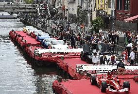Parade of Ferrari sports cars in Osaka