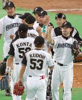 Fighters riddle Marines in 7th, 1 win from Japan Series