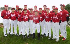 Japanese-Canadians' baseball team pose before March visit to Japan