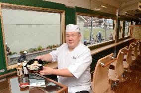 Sushi served at JR West's sightseeing train