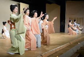 Geisha gather for joint practice of traditional dance