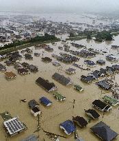 Post-rain flooded area in Kurashiki, Japan