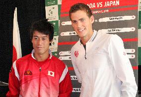 Nishikori, Pospisil on eve of Davis Cup match