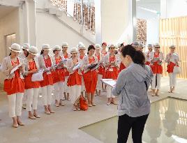 Attendants in Japan pavilion get ready for Expo 2015 Milano