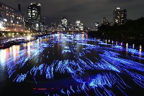 "Milky Way" appears on river in Osaka