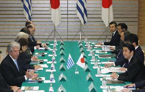 Uruguay President Vasquez talks with Prime Minister Abe in Tokyo