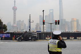 Police stand guard near scene of New Year's Eve stampede