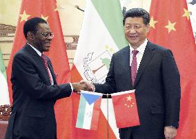 Chinese leader Xi welcomes Equatorial Guinea president in Beijing