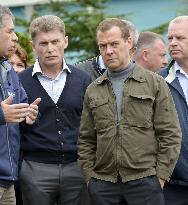 Russian PM visits disputed island off Japan's Hokkaido