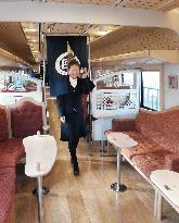 Inside view of new limited express train on Kyoto railway