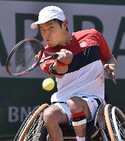 Wheelchair tennis champ Kunieda in action in French Open singles final