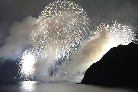 Fireworks festival at World Heritage site in Kumano