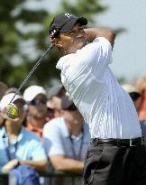CORRECTED Woods plays at PGA Championship