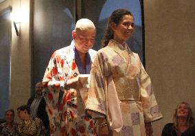 Japanese designer holds kimono show in Italy