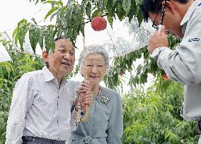 Emperor, empress meet peach farmer in Fukushima Pref.