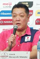 Japan volleyball coach speaks to reporters before women's World Cup
