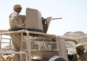Saudi border guard monitors border with Yemen