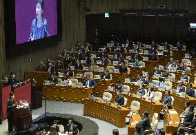 S. Korea opposition members protest government-designated textbook