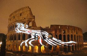 Colosseum lit up to mark 150th anniv. of Japan, Italy ties