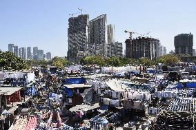 Laundry stalls in India's Mumbai