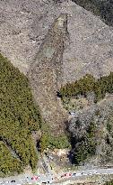 Qake-triggered mudslide in Fukushima