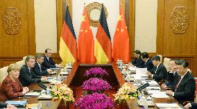 German Chancellor Merkel meets with Chinese Pres. Xi in Beijing