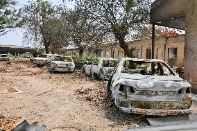 Charred vehicles abandoned after Boko Haram assault