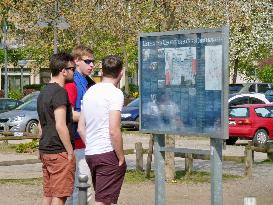 Info board shows place of Hitler's death in WWII