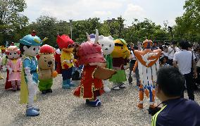 Mascots take part in emergency drill in Osaka