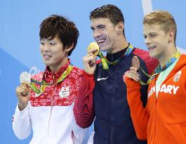 Olympics: Medalists in men's 200-meter butterfly