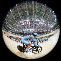 Olympic scenes: Fisheye photo of cycling race