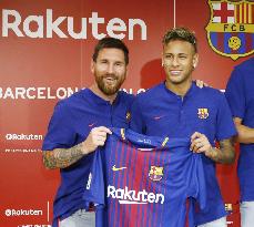 Messi, Neymar visit Barca shirt sponsor Rakuten