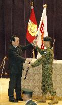 Flags presented to GSDF troops ahead of S. Sudan mission
