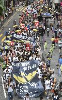 Pro-democracy supporters demonstrate in Hong Kong
