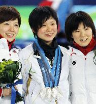Japan wins women's speed skating team pursuit silver medal