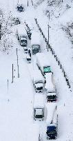 Truck mishap ties up traffic in Fukushima