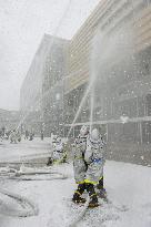 Shinkansen firefighting drill