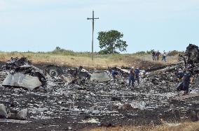 Debris covers crash site of Malaysian airliner in Ukraine