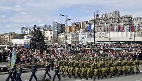 War victory parade in Vladivostok