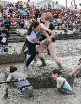 Muddy sports event in Japan