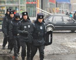Chinese police guard against rallies